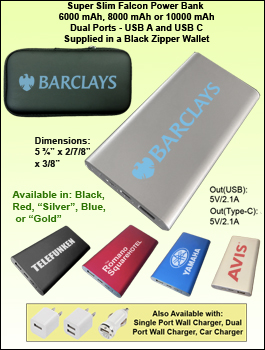 Super Slim Falcon Power Bank Zipper Wallet Gift Set
